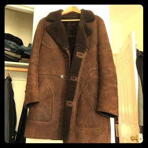 Vintage Suede Long Fur Coat Made in France.